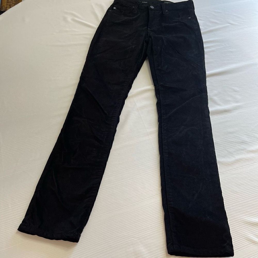 Adriano Goldschmied Black Velvet Mari High Rise Slim Straight Pants Size 25 New